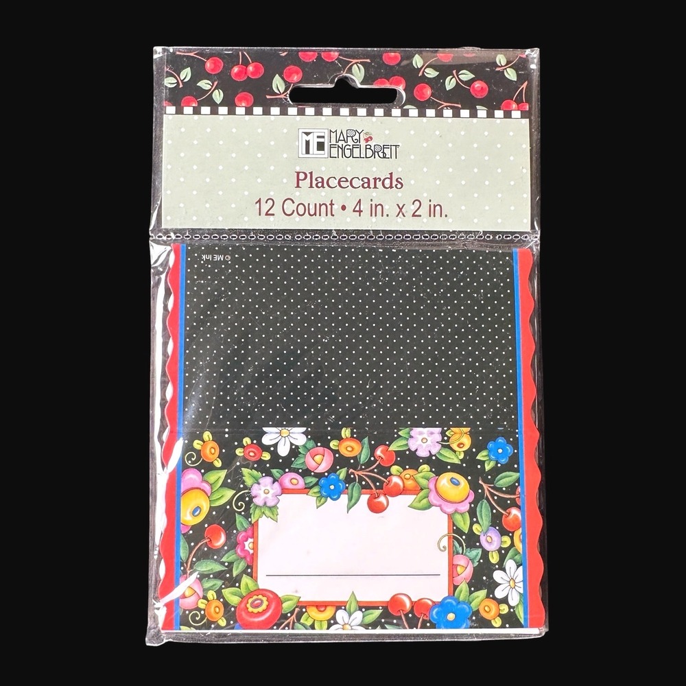 Mary Engelbreit Floral Polka Dot Placecards 12 Count 4x2 IG67216 2010 New
